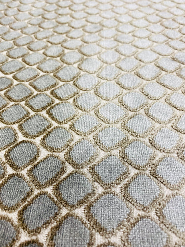 1.9 Yard Designer Beige Grey Animal Pattern Geometric Velvet Upholstery Fabric STA 3223