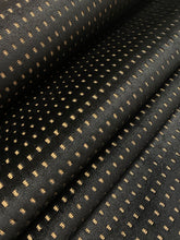 Load image into Gallery viewer, 2.3 Yard Fabricut Studded Squares Black Gold Geometric Velvet Upholstery Fabric STA 3983