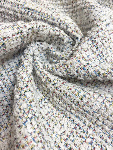 Perennials In the Loop Rhino Textured Boucle Confetti Hot Pink Yellow Blue Multi Indoor Outdoor Water Resistant Upholstery Fabric WHS 3783