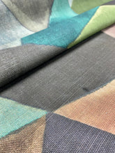Load image into Gallery viewer, Designer Guild Geo Moderne Jade Linen Cotton Brown Green Olive Mustard Abstract Water &amp; Stain Resistant Upholstery Drapery Fabric STA 3310