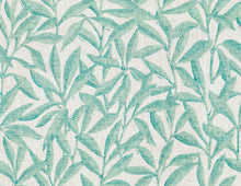 Load image into Gallery viewer, Ivory Teal Green Botanical Linen Cotton Drapery Fabric FB