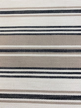Load image into Gallery viewer, Designer Cream Taupe Black Nautical Stripe Water &amp; Stain Resistant Upholstery Drapery Fabric WHS 3629
