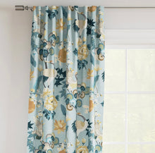 Load image into Gallery viewer, Stain Resistant Teal Blue Green Grey Chinoiserie Crane Bird Upholstery Drapery Fabric CF