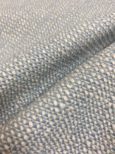 Load image into Gallery viewer, Designer Water &amp; Stain Resistant Aqua Blue Cream Tweed MCM Mid Century Modern Upholstery Fabric WHS 3995