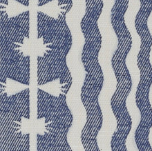 Load image into Gallery viewer, Fermoie Abbey Stripe 008 Cotton Linen Cream Blue Geometric Upholstery Fabric WHS 3401
