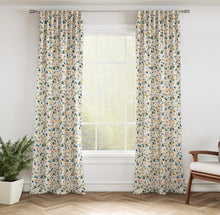 Load image into Gallery viewer, Stain Resistant Teal Green Cream Mustard Floral Upholstery Drapery Fabric CF