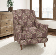 Load image into Gallery viewer, Stain Resistant Floral Purple Green Pomegranate Drapery Upholstery Fabric CF