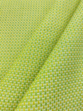 Load image into Gallery viewer, Designer Water &amp; Stain Resistant Indoor Outdoor MCM Mid Century Modern Chartreuse Green Yellow White Upholstery Fabric WHS 4120