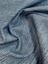 Load image into Gallery viewer, Designer Water &amp; Stain Resistant Navy Blue White MCM Mid Century Modern Tweed Chenille Upholstery Fabric WHS 3187