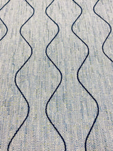 Load image into Gallery viewer, 1.25 Yard Designer Navy Blue Teal Green Cream MCM Mid Century Modern Tweed Embroidered Water Resistant Upholstery Drapery Fabric WHS 3450
