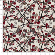 Load image into Gallery viewer, Cream Burgundy Red Grey Black Floral Botanical Upholstery Drapery Fabric CF