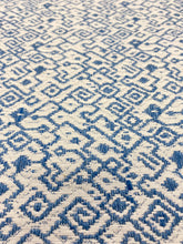 Load image into Gallery viewer, Stout Kerchief White Blue Ethnic Ikat Upholstery Drapery Fabric STA 3119
