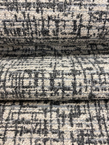 Designer Cream Charcoal Gray Abstract MCM Mid Century Modern Chenille Upholstery Fabric WHS 4005