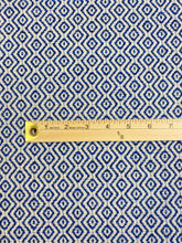 Load image into Gallery viewer, 1.9 Yd Designer Navy Blue White Geometric Diamond Water &amp; Stain Resistant Upholstery Fabric WHS 3260