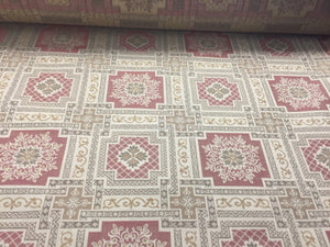 Vintage Moroccan style 54” wide cotton vintage almond pink and beige fabric Moorish pattern