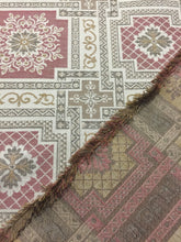 Load image into Gallery viewer, Vintage Moroccan style 54” wide cotton vintage almond pink and beige fabric Moorish pattern