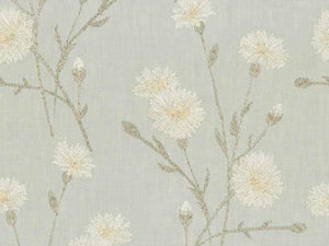 Grey Beige Botanical Floral Embroidered Drapery Fabric