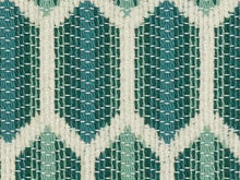 Load image into Gallery viewer, Crypton Water &amp; Stain Resistant Teal Green Cream Geometric Upholstery Drapery Fabric