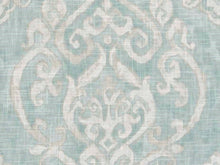 Load image into Gallery viewer, Aqua Blue Cream Grey Damask Upholstery Drapery Fabric