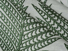 Load image into Gallery viewer, Green Off White Embroidered Fern Botanical Drapery Fabric