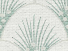 Load image into Gallery viewer, Cream Seafoam Green Art Deco Fan Upholstery Drapery Fabric
