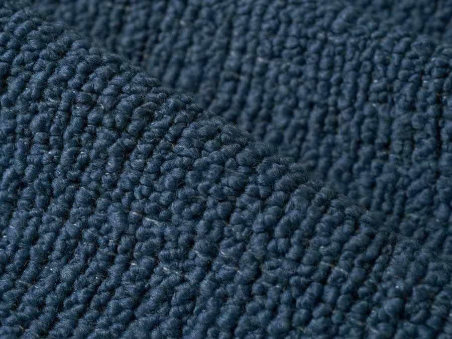 Designer French Blue Wool Blend Italian Boucle Upholstery Fabric