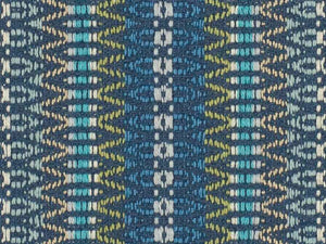 Navy Turquoise Blue Green Kilim Woven Stripe Upholstery Fabric