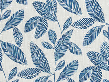 Load image into Gallery viewer, Cream Blue Botanical Leaves Water &amp; Stain Resistant Cotton Upholstery Drapery Fabric