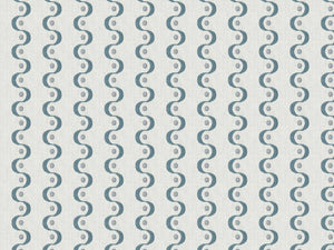 Cream Blue Grey Geometric Embroidered Drapery Fabric