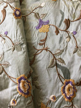 Load image into Gallery viewer, Embroidered Silk Floral Drapery Fabric Seafoam / U236