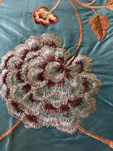 Load image into Gallery viewer, Embroidered Silk Floral Drapery Fabric Teal / U222